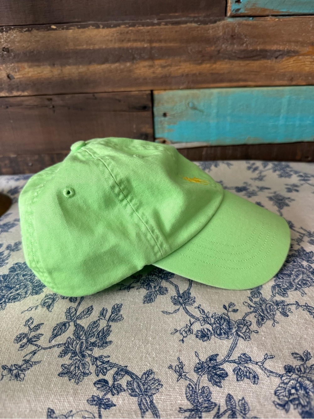Polo Ralph Lauren Iconic Cotton Chino Baseball Cap Lime Green Yellow Pony OS - Picture 2 of 5